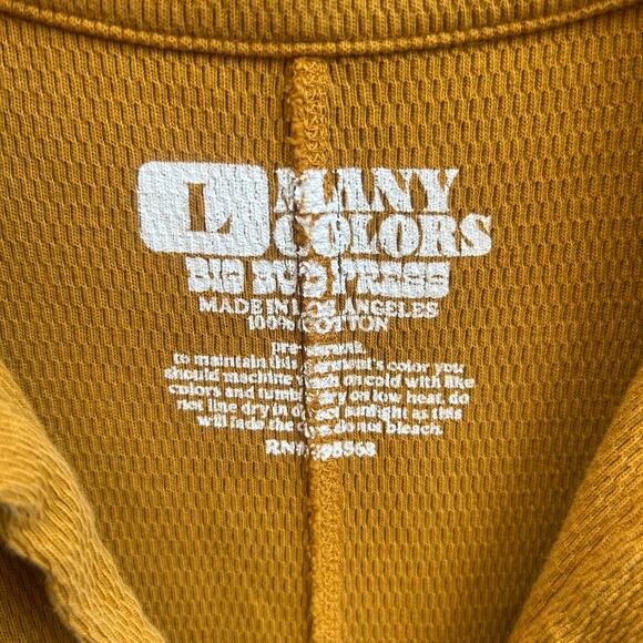 Big Bud Press Mustard Fisherman Polo Top 100% Cotton Made in USA Size L - Picture 3 of 4